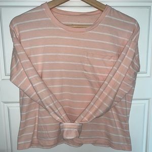Pink and White Striped Crop Top